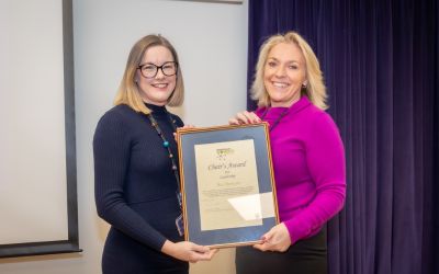 Kay Hannam (Forensics) receiving Leadership Award